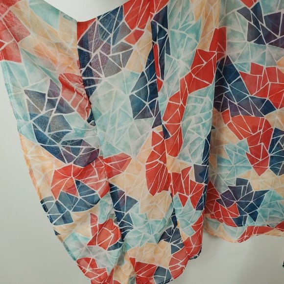 BCBG Asymmetrical Ruffled Sheer Kimono Halter Top (No Sleeve Openings) Sz XS - Picture 5 of 15